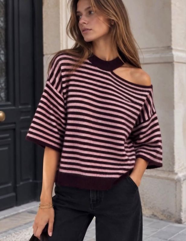 kik top lovika streep - bruin