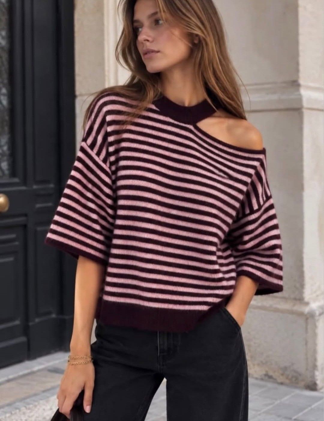 kik top lovika streep - bruin, Kleur: Bruin, Maat: One Size