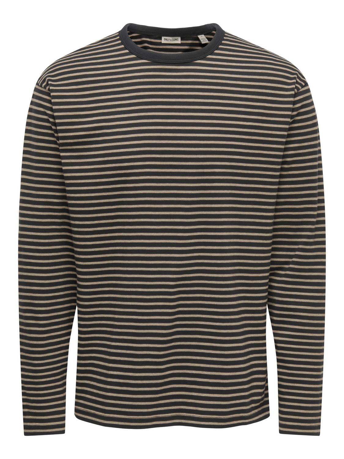 Only &amp; Sons T-Shirt George - Black + brown, Kleur: Black clound dancer + brown, Maat: M