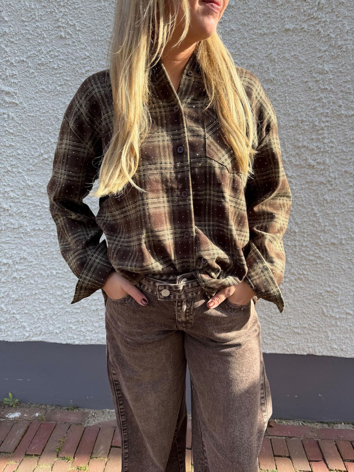 Queen Hearts-Wide Leg 7, Kleur: Wached Brown, Maat: XS