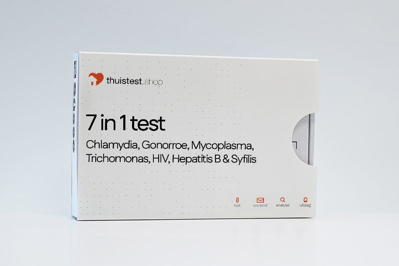 7-in-1-test voor Chlamydia, Gonorroe, Trichomonas, Mycoplasma, HIV, Hepatitis B en Syfilis (inclusief behandeling bij positieve test)