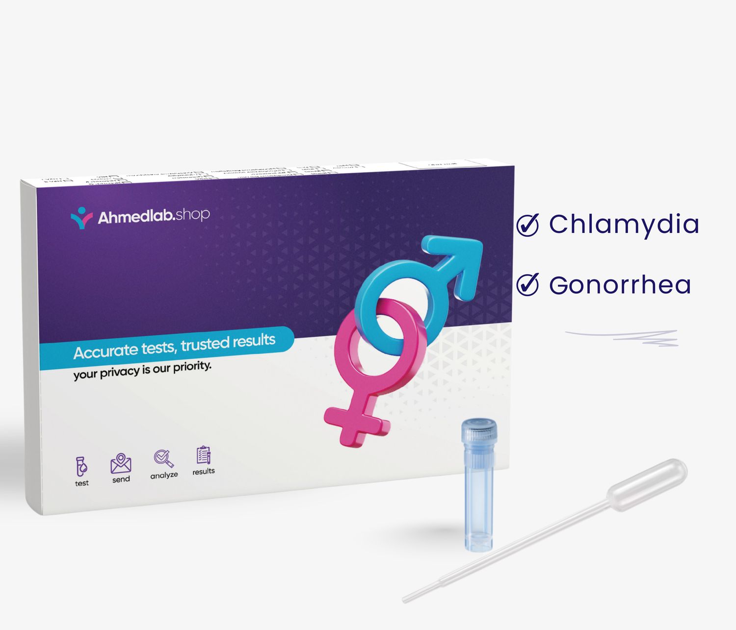 2-in-1 Chlamydia &amp; Gonorrhea test – for man (treatment included if the test is positive)