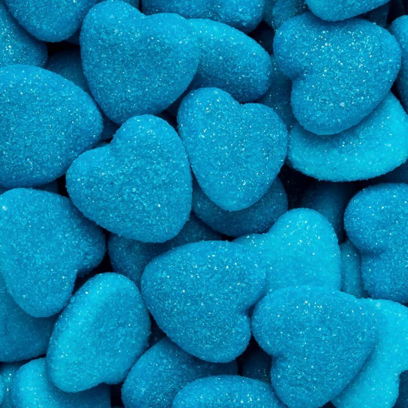 Corazones azules rellenos de gelatina