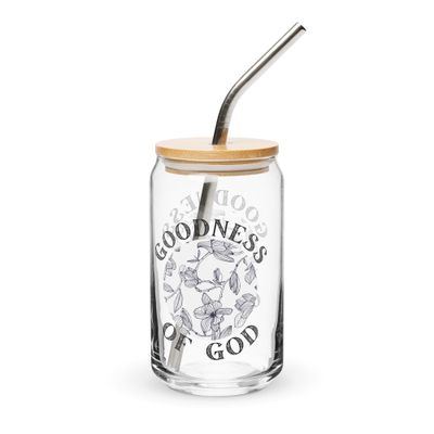 Goodness of God- Glass Cup w/ SS Straw