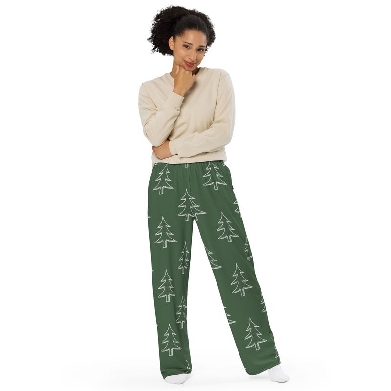 Evergreen Tree Christmas Adult Wide-Leg PJ Pants