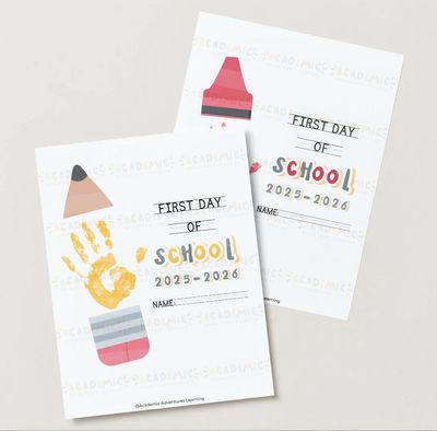 Back to School (first day of school) handprint (Bundle)