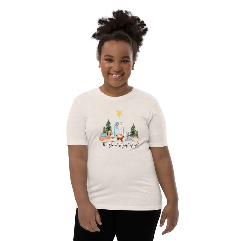 The Greatest Gift of All- Youth Unisex Christian Christmas T-Shirt