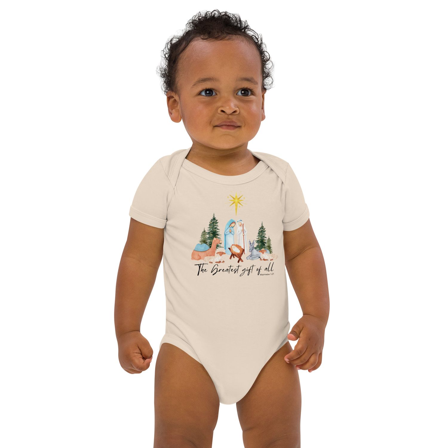 The Greatest Gift of All- Organic Cotton Unisex Baby Christian Christmas Bodysuit