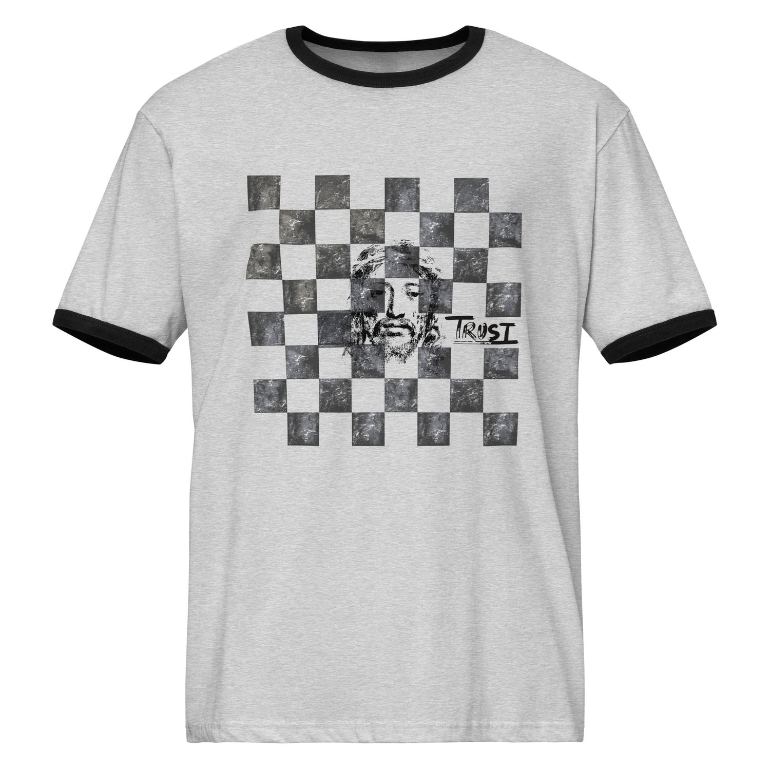 Trust Jesus Graphic- Unisex Ringer Tee
