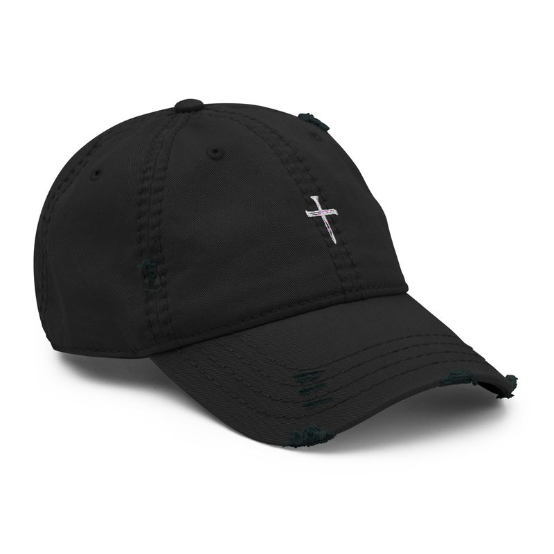 Nail Cross Distressed Hat
