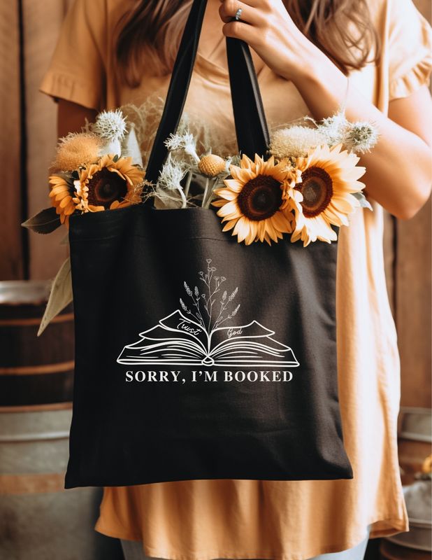 100% Organic Cotton 'Sorry I'm Booked'- Tote Bag