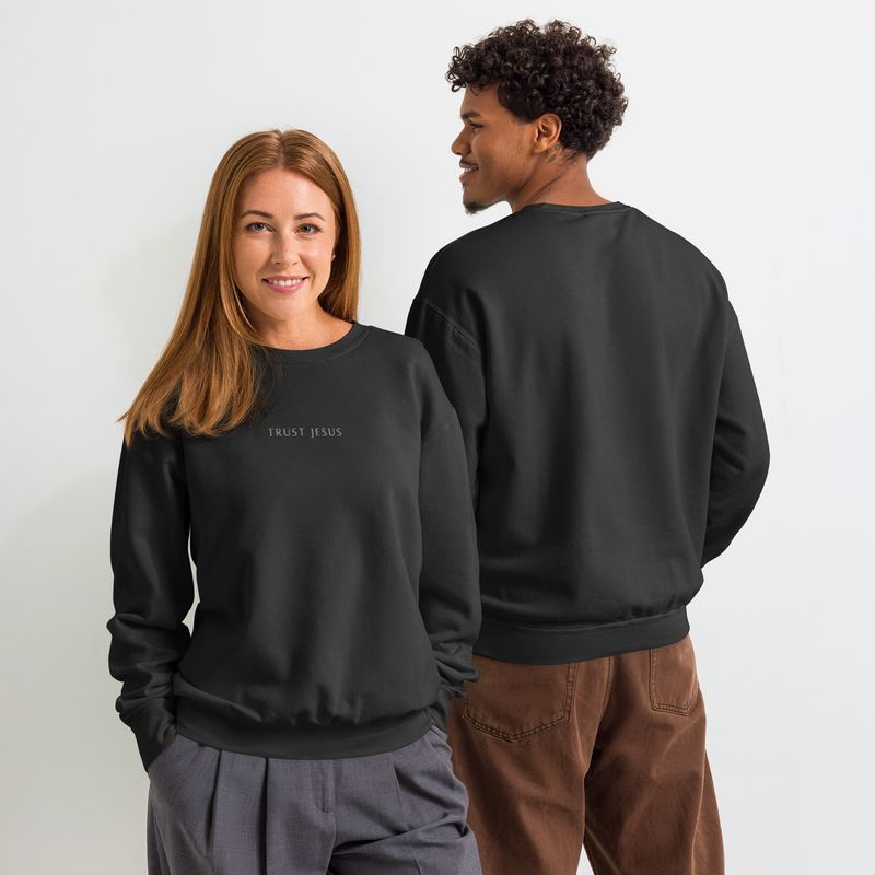 Stitched Trust Jesus- Unisex Garment-dyed Fleece Sweatshirt