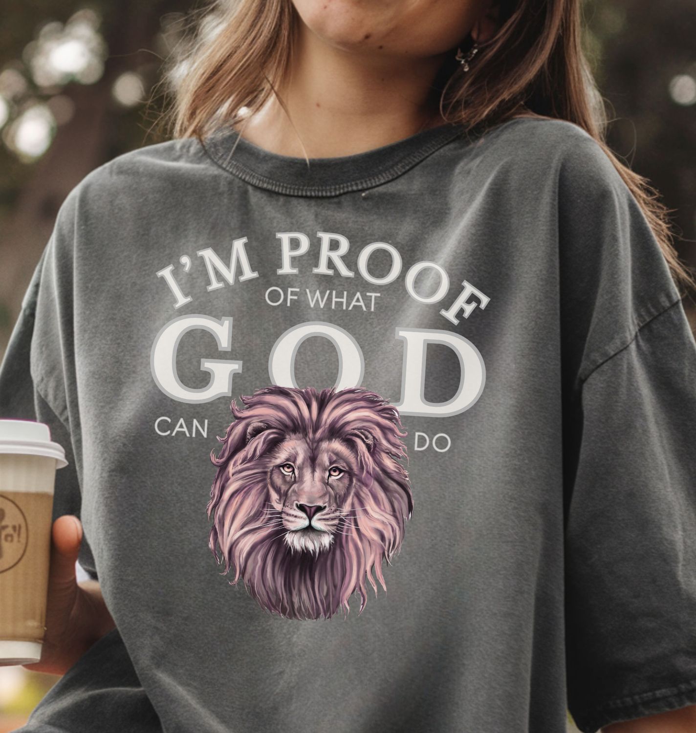 I'm Proof of What God Can Do- Pink Lion- Unisex Denim T-Shirt