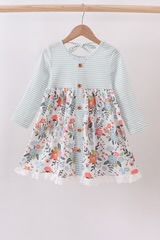 MINT FLORAL STRIPE DRESS