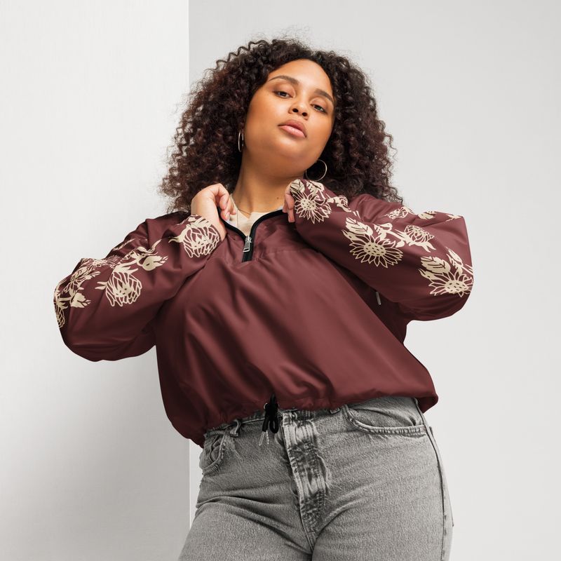 Gym and Jesus -Flower- Women’s cropped windbreaker