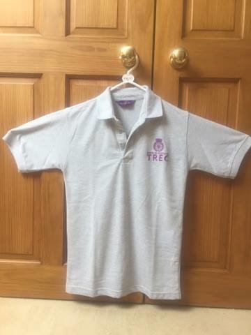 Grey with purple embroidery front and back.Sizes small to Xxl. Kids sizes available too.Ladies fit available £24.99