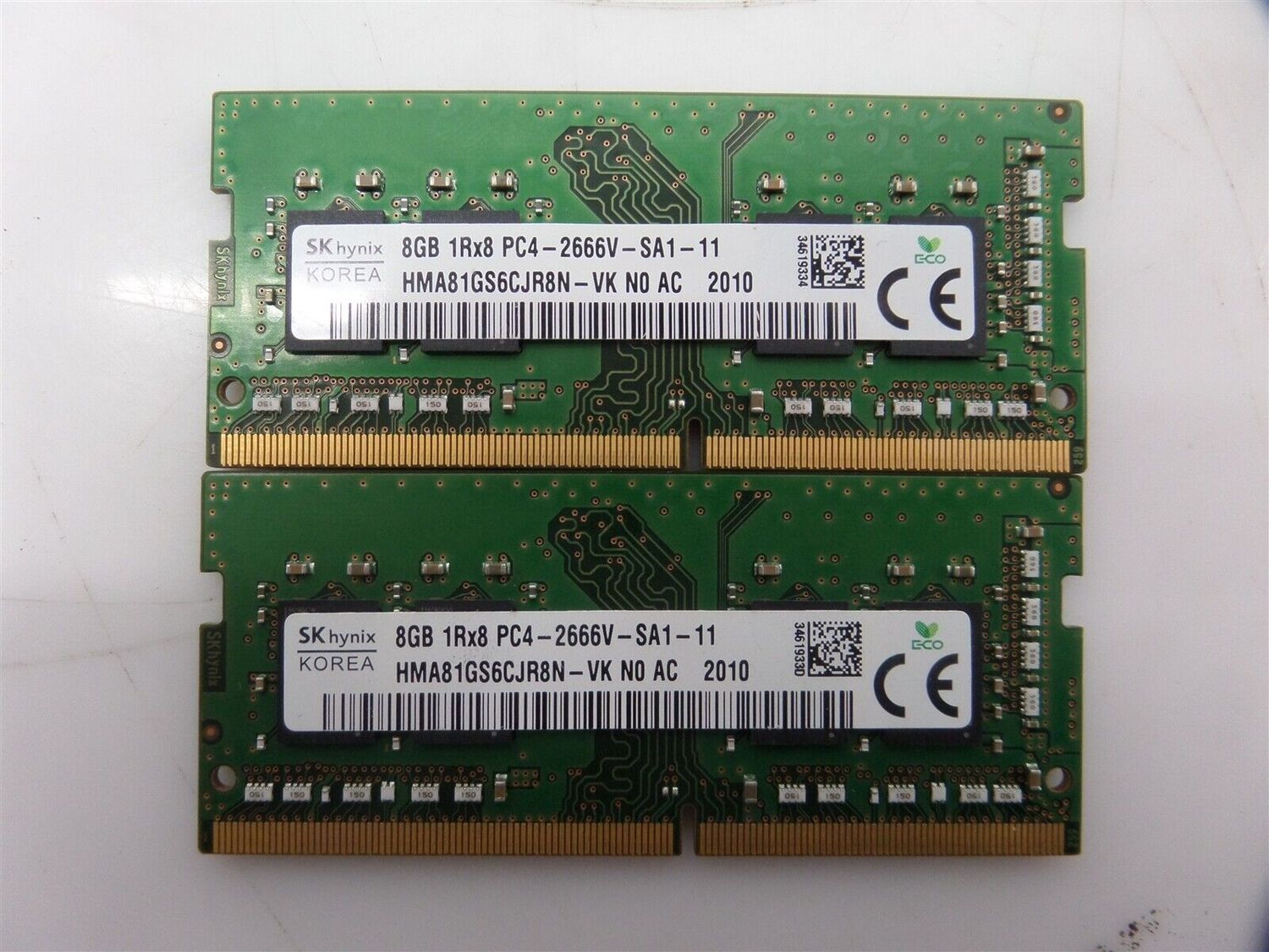 Lot Of 2- Hynix HMA81GS6CJR8N-VK 8GB PC4-21300 DDR4-2666 Laptop Memory