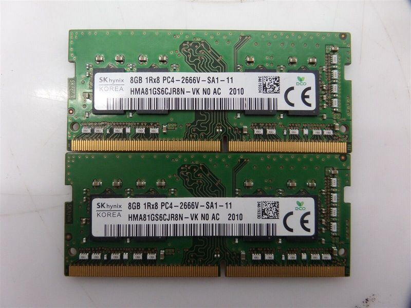 Lot Of 2- Hynix HMA81GS6CJR8N-VK 8GB PC4-21300 DDR4-2666 Laptop Memory