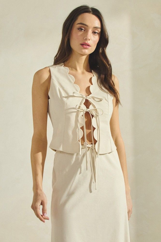 Sophie Scallop Linen Vest