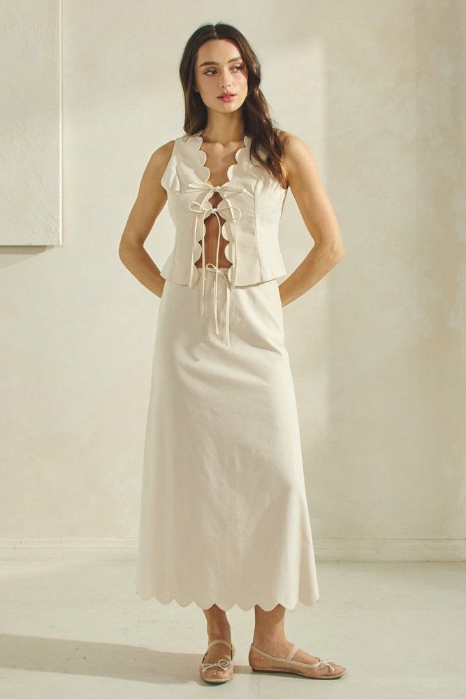 Sophie Scallop Linen Skirt