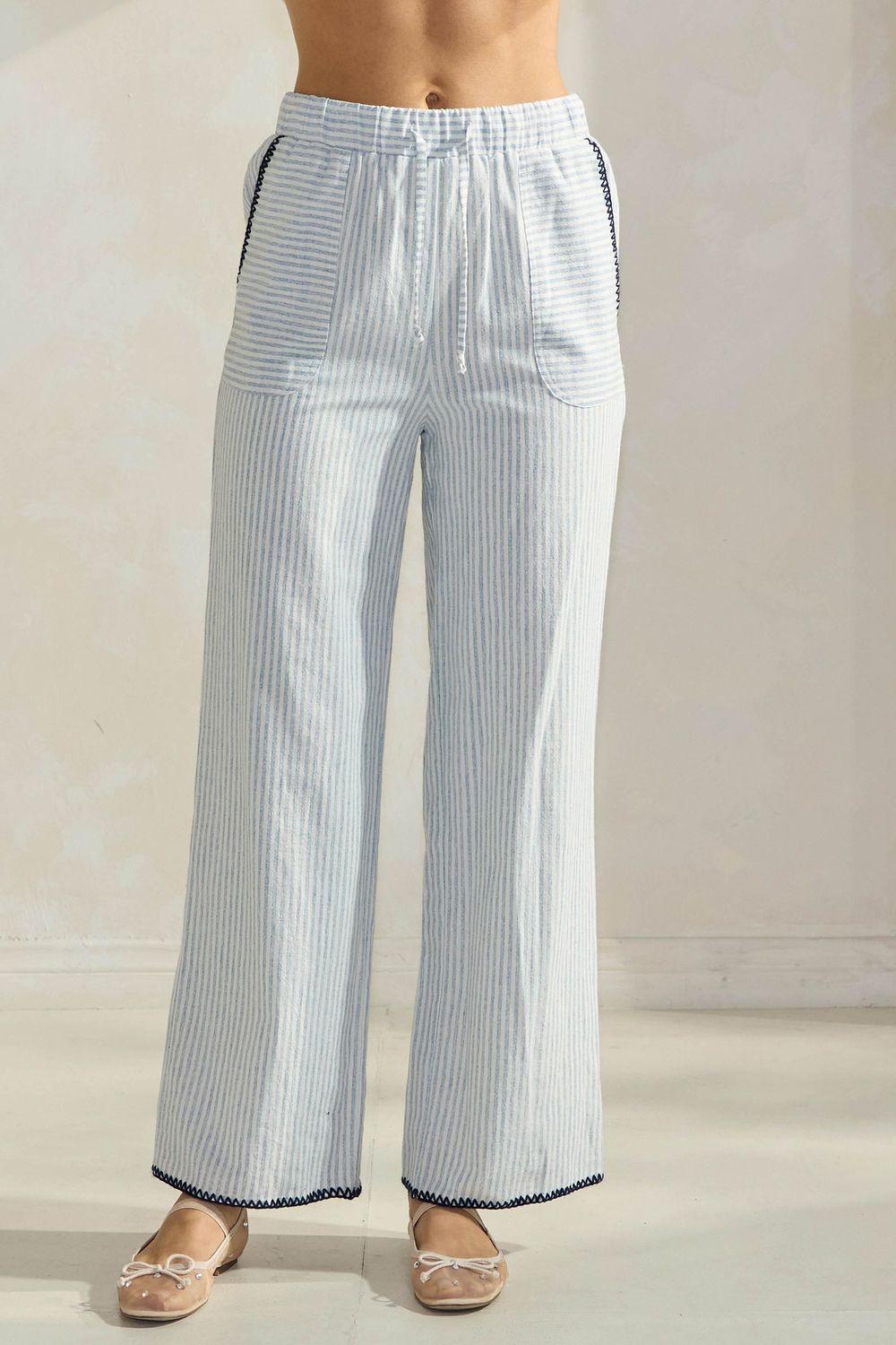 Zoey Whipstitch Pants, Size: Small, Color: Blue