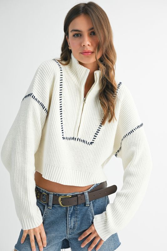 Josie Stitched Quarter Zip Top