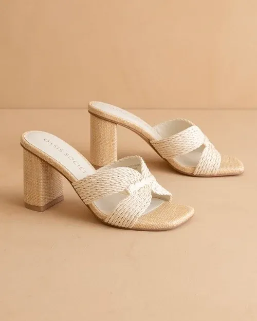 Santiago Raffia Heels, Size: 6, Color: Off White