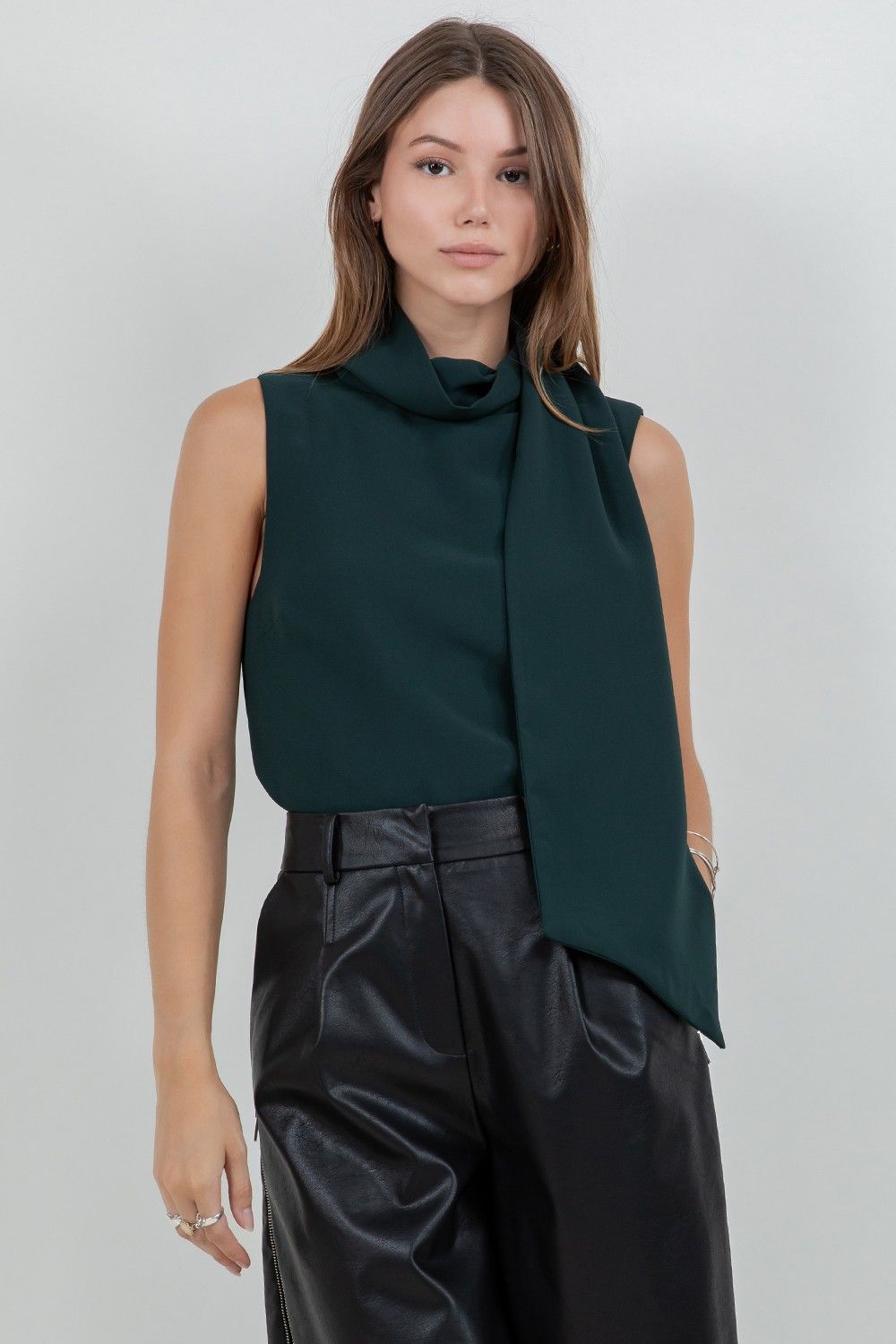 Nevaeh Scarf Top, Color: Pine, Size: XSmall