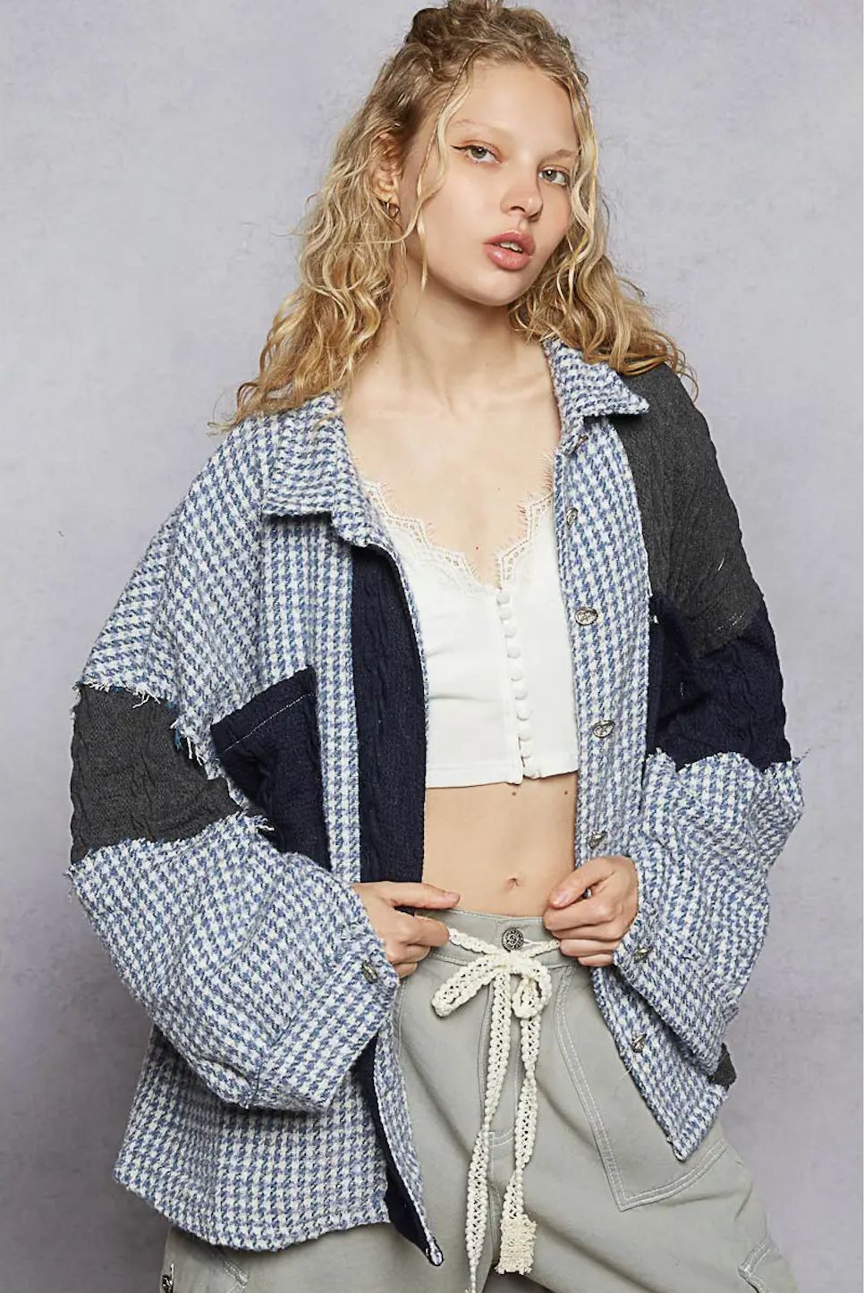 Sage Houndstooth Shacket