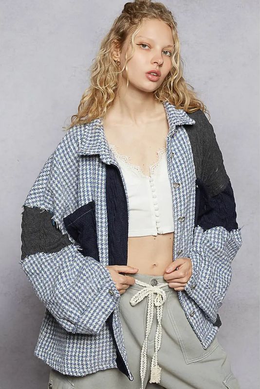 Sage Houndstooth Shacket