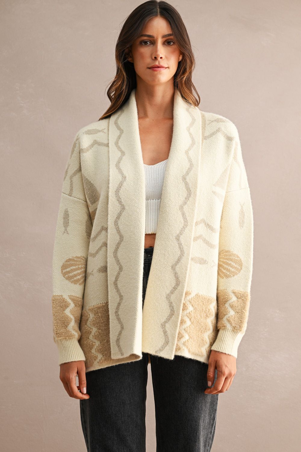 Mira Nautical Cardigan, Color: Cream, Size: Small