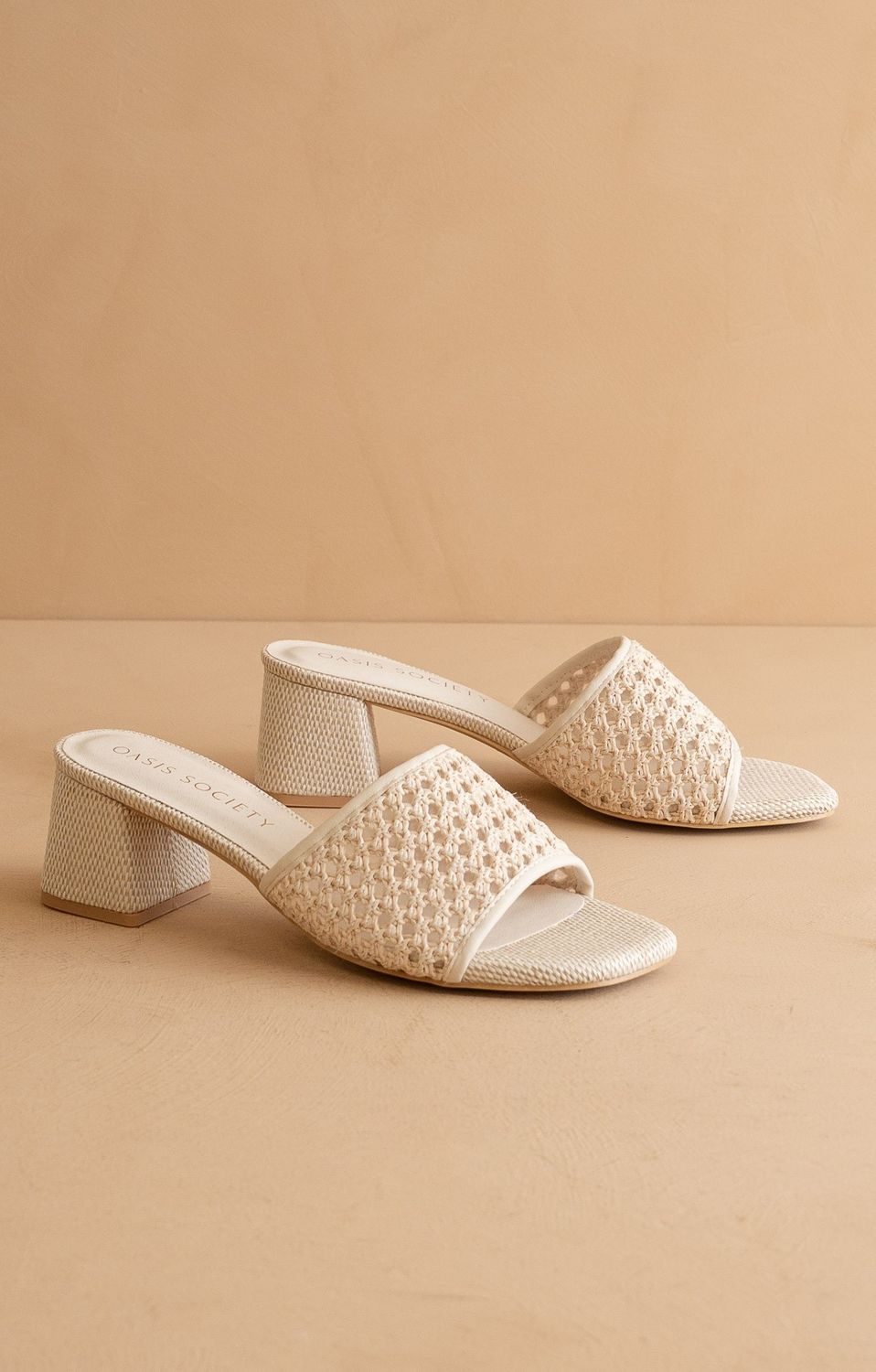 Sharon Textured Raffia Block Heel Slide Sandal