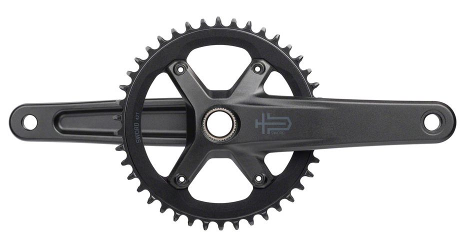 microSHIFT Sword 1x Crankset - 175mm, 10-Speed, 42t, 110 Asym BCD, 24mm Spindle, Black