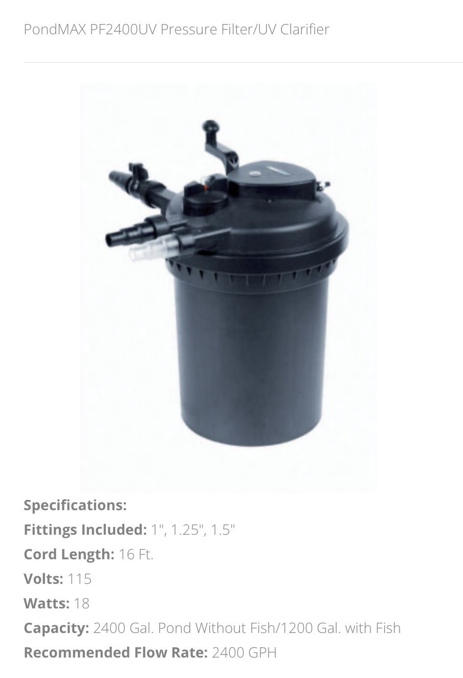 Pondmax PF2400 18UV