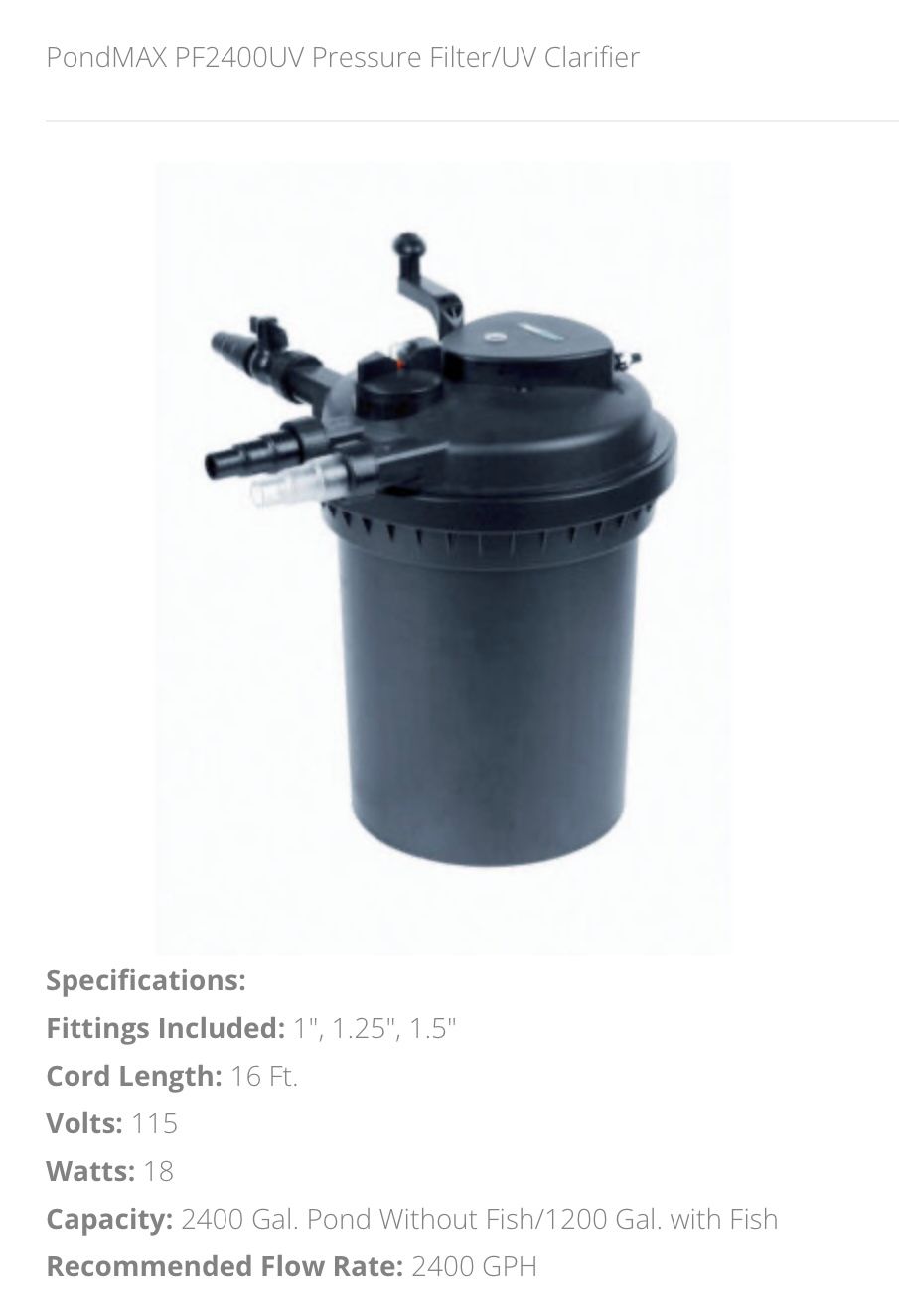 Pondmax PF2400 18UV