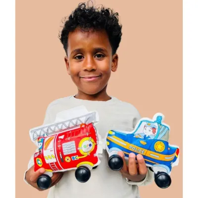ARA CREATIVE - Opblaasbare kleurplaten - Brandweer + Politieauto + Wheels/Light
