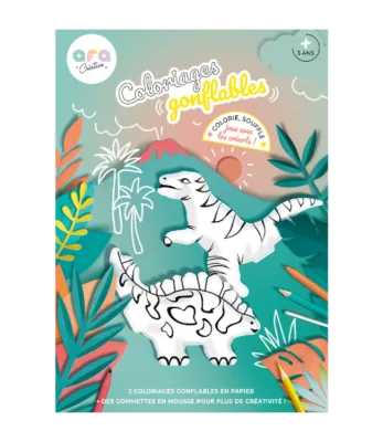 ARA CREATIVE - Opblaasbare kleurplaten - Dino's + Foam Stickers