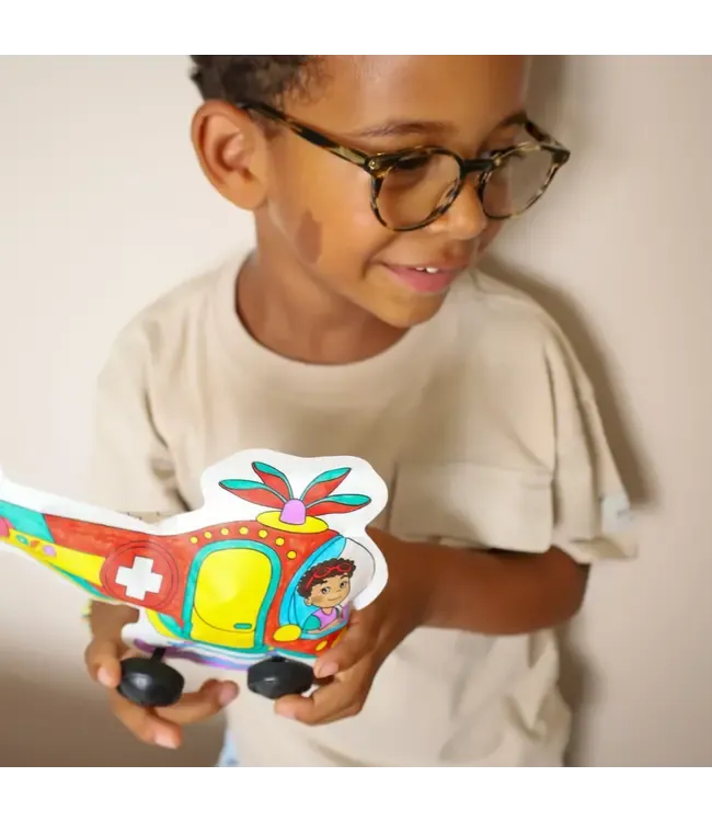 ARA CREATIVE - Opblaasbare kleurplaten - Plane &amp; Helicopter + Wheels