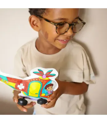 ARA CREATIVE - Opblaasbare kleurplaten - Plane &amp; Helicopter + Wheels