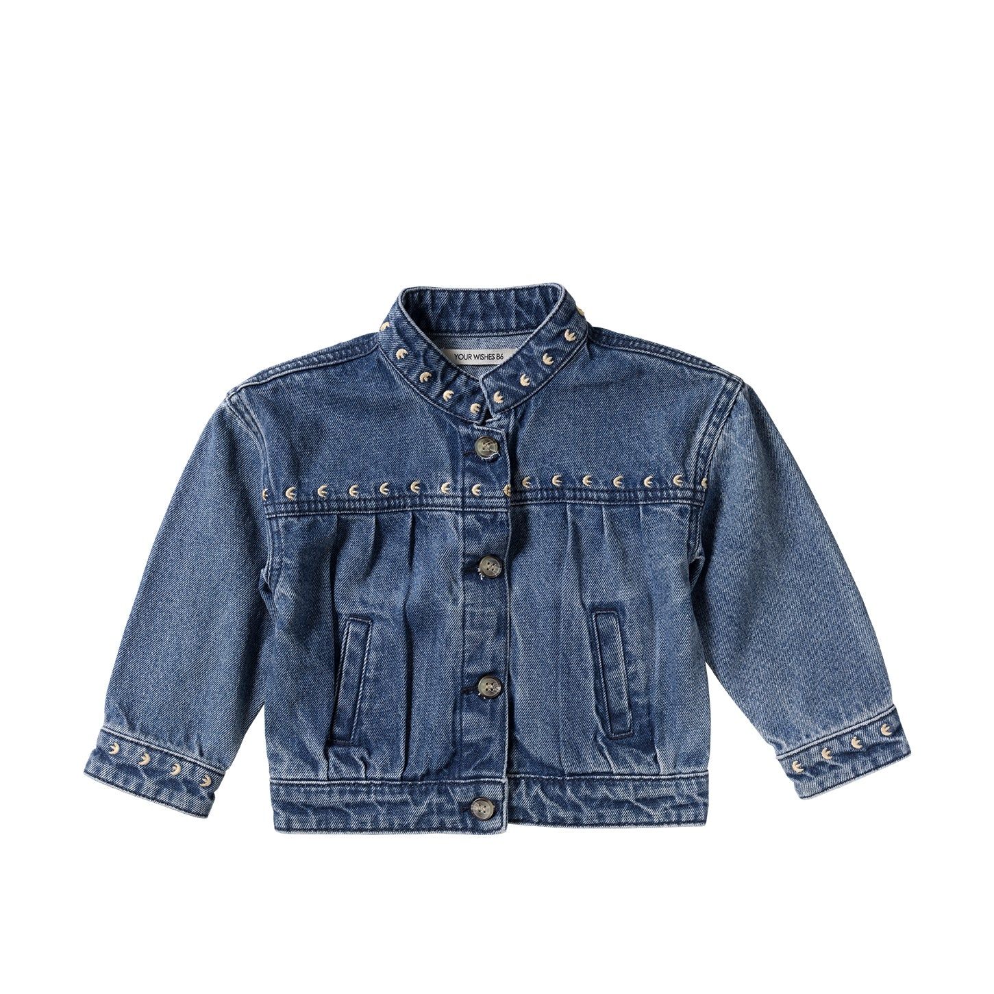 YOUR WISHES - Ethnic Flower Denim Jacket - Medium Blue