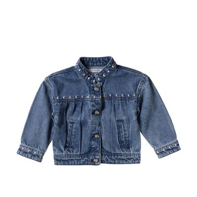 YOUR WISHES - Ethnic Flower Denim Jacket - Medium Blue