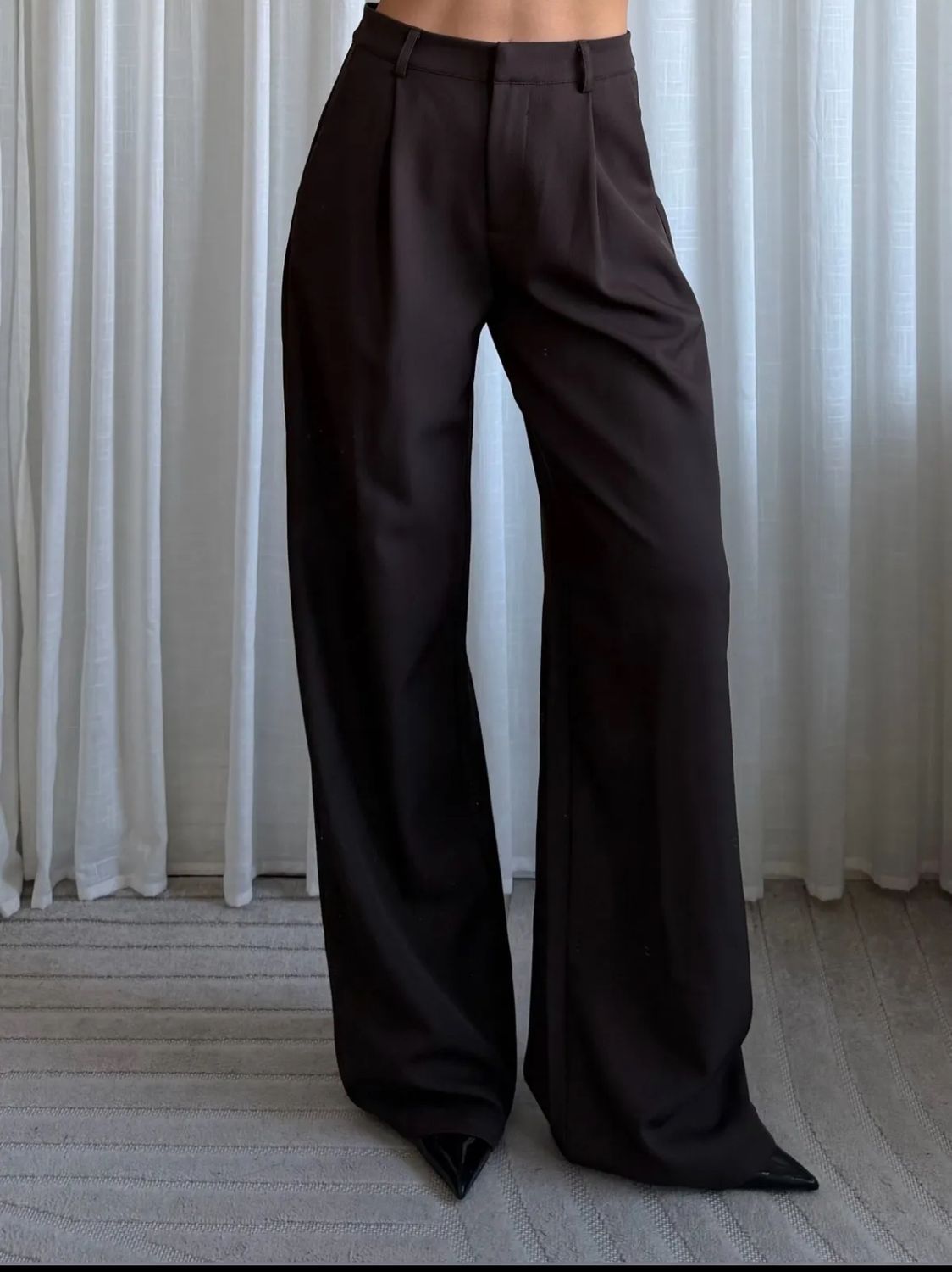 LUFF - Wide Leg Pantalon - Choco Brown - *Extra Long