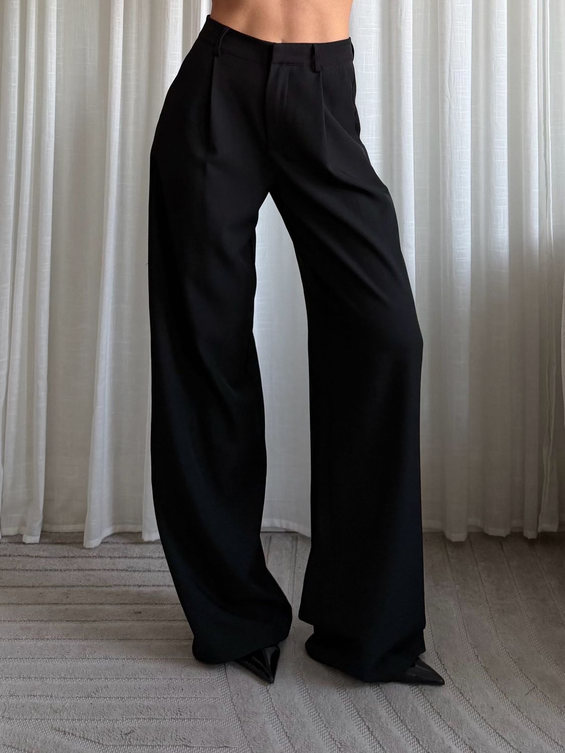 LUFF - Wide Leg Pantalon - Black - *Extra Long