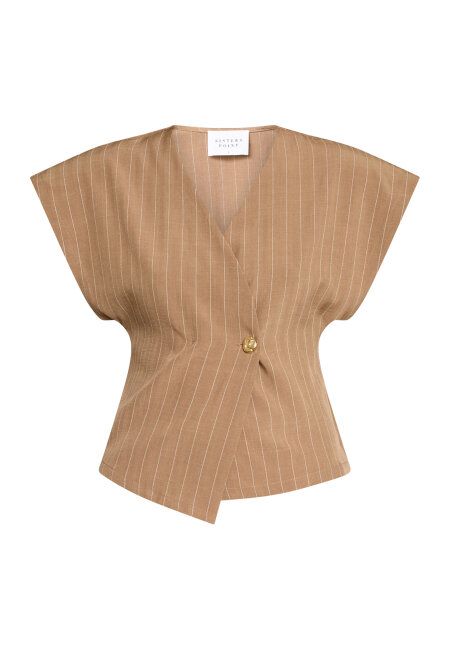 SISTERS POINT - 19502 Evela Vest - Hazelnut Pinstripe