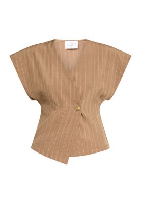 SISTERS POINT - 19502 Evela Vest - Hazelnut Pinstripe