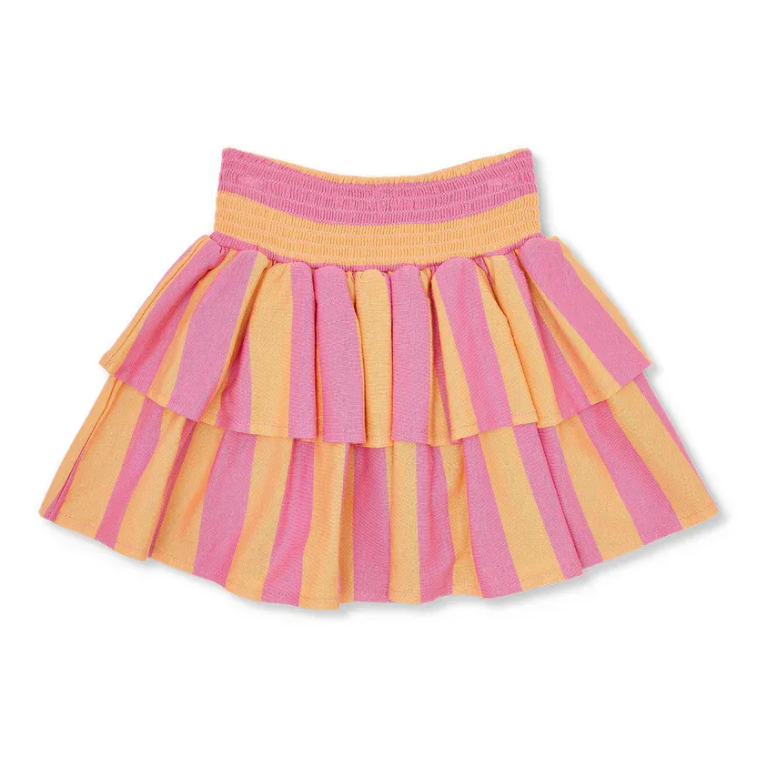 PETIT BLUSH - SS26-503 Stripe Smock Skirt - Cashmere Rose/Peach Cobbler