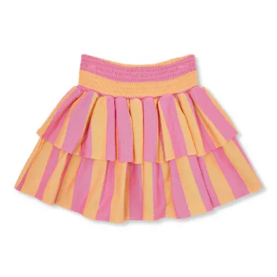 PETIT BLUSH - SS26-503 Stripe Smock Skirt - Cashmere Rose/Peach Cobbler