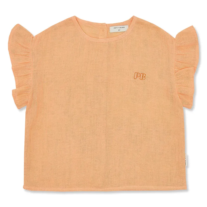 PETIT BLUSH - SS26-209 Loua Frill Blouse - Peach Cobbler