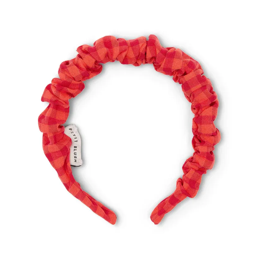 PETIT BLUSH - SS26-901 Smocked Headband - Check Red