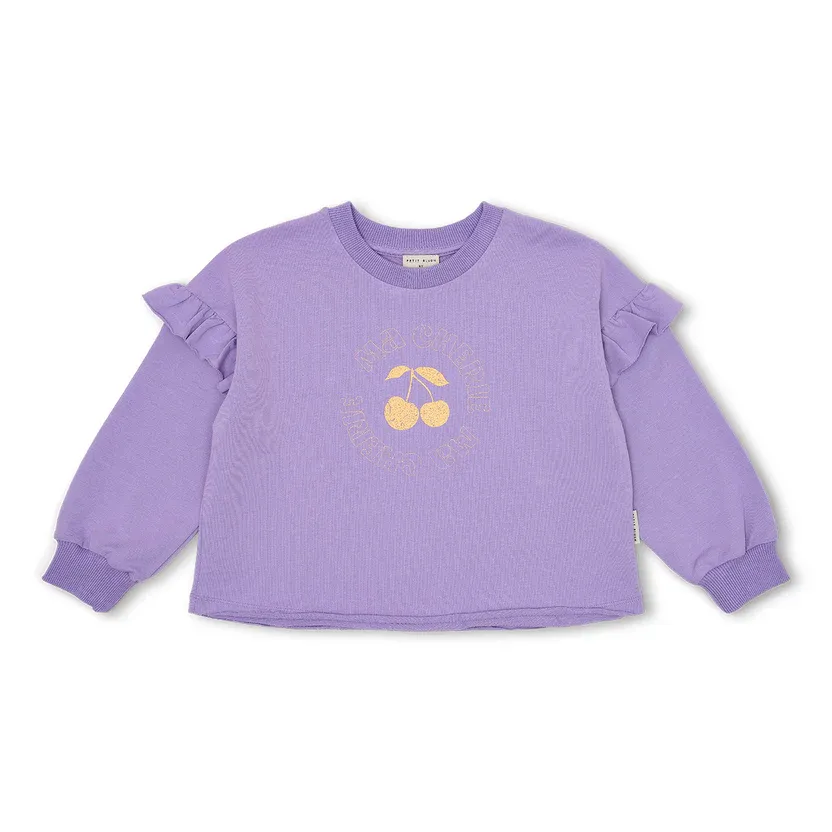 PETIT BLUSH - June Ruffle Sweater - Chalk Violet